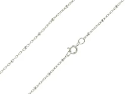 Sterling Silver 2.1mm Oval Trace Chain With Bead Station 18"/45cm Unhallmarked