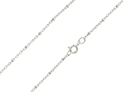 Sterling Silver 2.1mm Oval Trace Chain With Bead Station 16"/40cm Unhallmarked