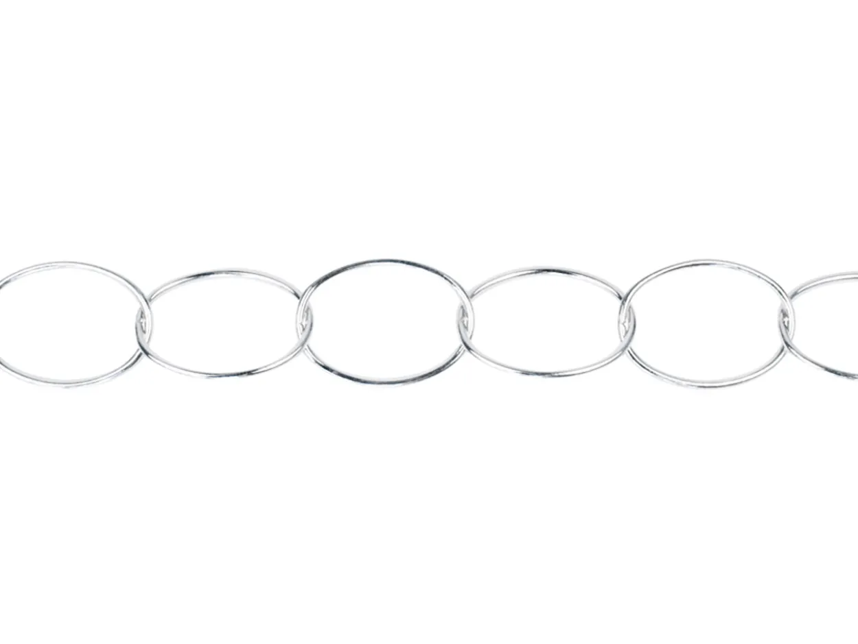 Sterling Silver 10.0mm Oval Trace Chain Loose Unhallmarked