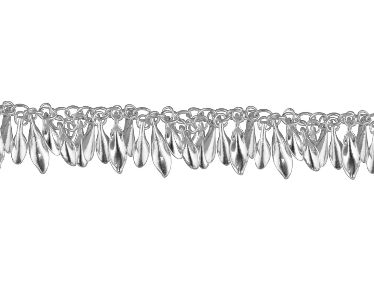Sterling Silver 13.0mm Oval Trace Chain With Leaf Motif Loose Unhallmarked 100% Recycled Silver
