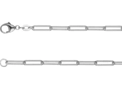 Sterling Silver 3.4mm Patterned Paperclip Trace Chain 22"/55cm Hallmarked, 100% Recycled Silver
