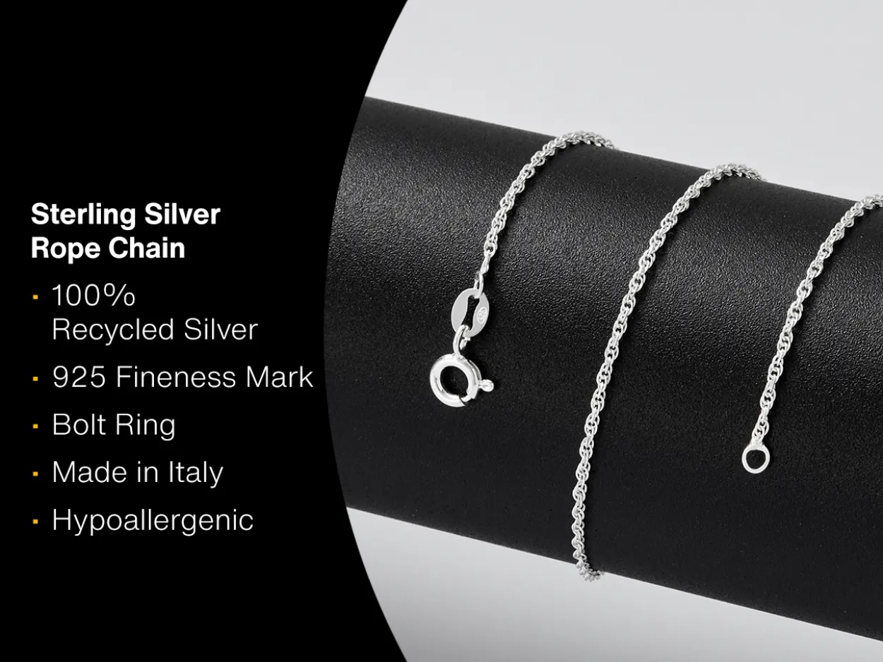 Sterling Silver 1.5mm Prince Of Wales Rope Chain 18"/45cm Heavy Unhallmarked 100% Recycled Silver