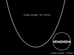 Sterling Silver 1.5mm Prince Of Wales Rope Chain 18