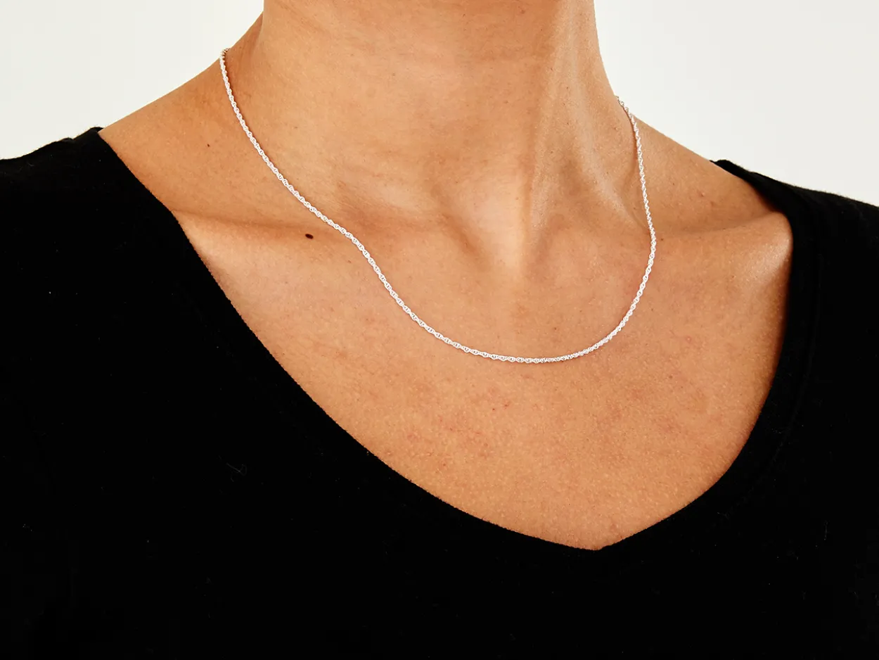 Sterling Silver 1.5mm Prince Of Wales Rope Chain 18"/45cm Heavy Unhallmarked 100% Recycled Silver