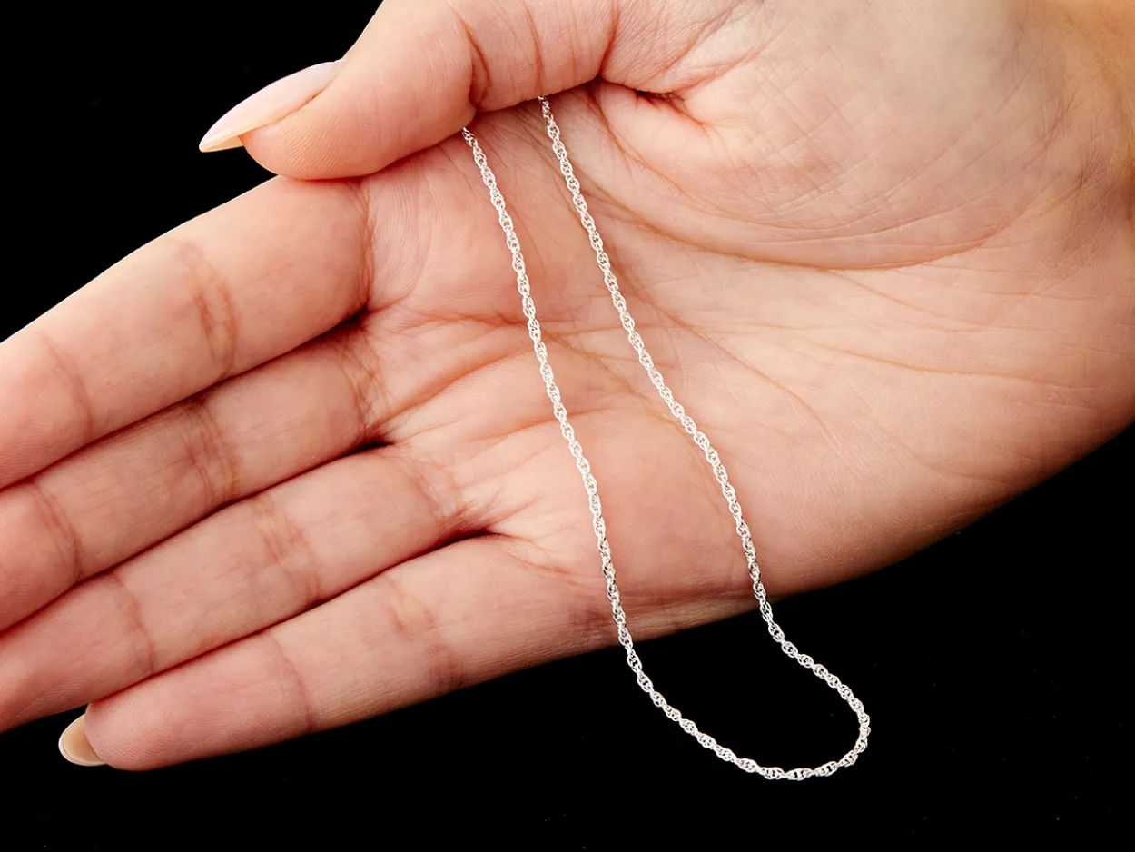Sterling Silver 1.5mm Prince Of Wales Rope Chain 18"/45cm Heavy Unhallmarked 100% Recycled Silver