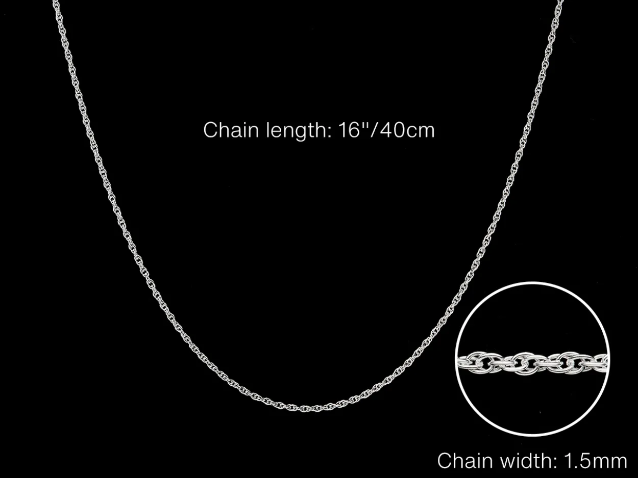 Sterling Silver 1.2mm Prince Of Wales Rope Chain 16"/40cm Unhallmarked 100% Recycled Silver
