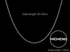 Sterling Silver 1.5mm Prince Of Wales Rope Chain 18