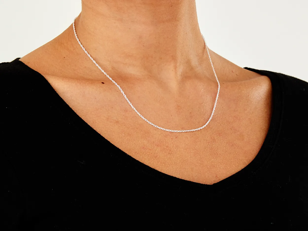 Sterling Silver 1.5mm Prince Of Wales Rope Chain 18"/45cm Light Unhallmarked 100% Recycled Silver