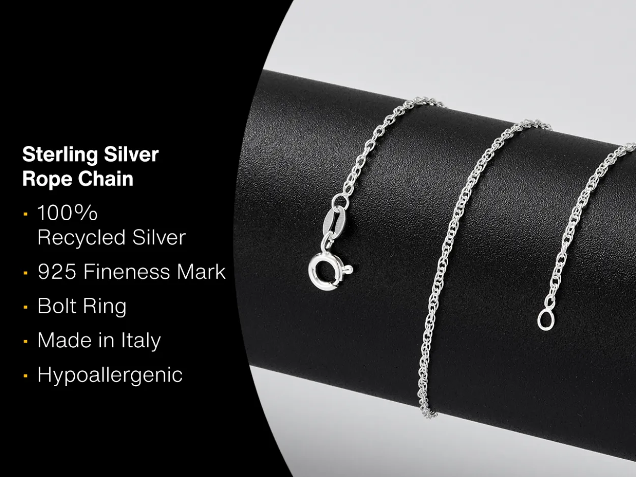 Sterling Silver 1.5mm Prince Of Wales Rope Chain 16"/40cm Unhallmarked 100% Recycled Silver