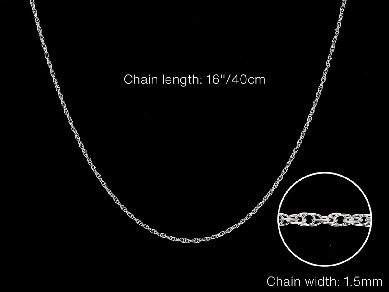 Sterling Silver 1.5mm Prince Of Wales Rope Chain 16"/40cm Unhallmarked 100% Recycled Silver
