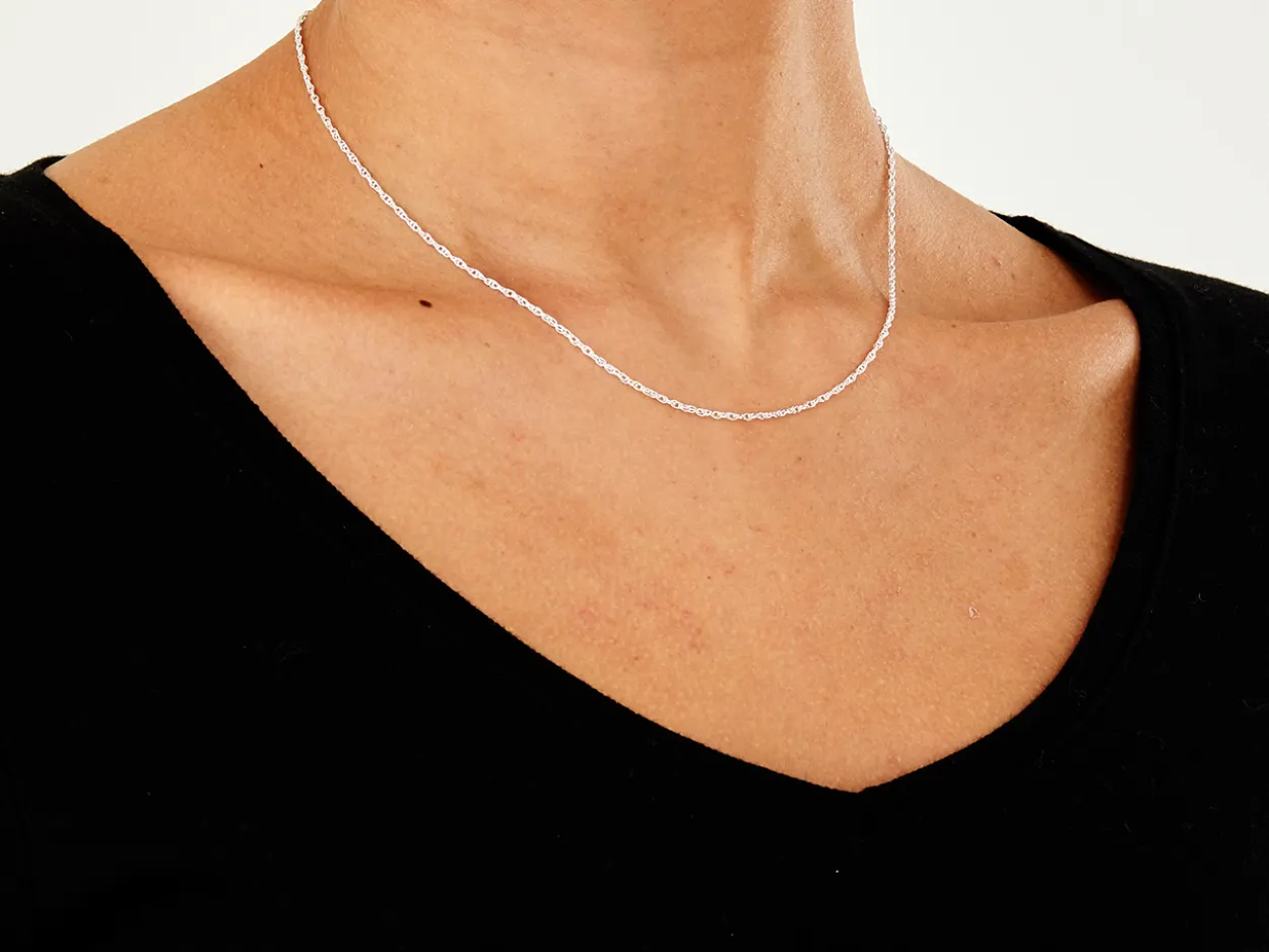 Sterling Silver 1.5mm Prince Of Wales Rope Chain 16"/40cm Unhallmarked 100% Recycled Silver