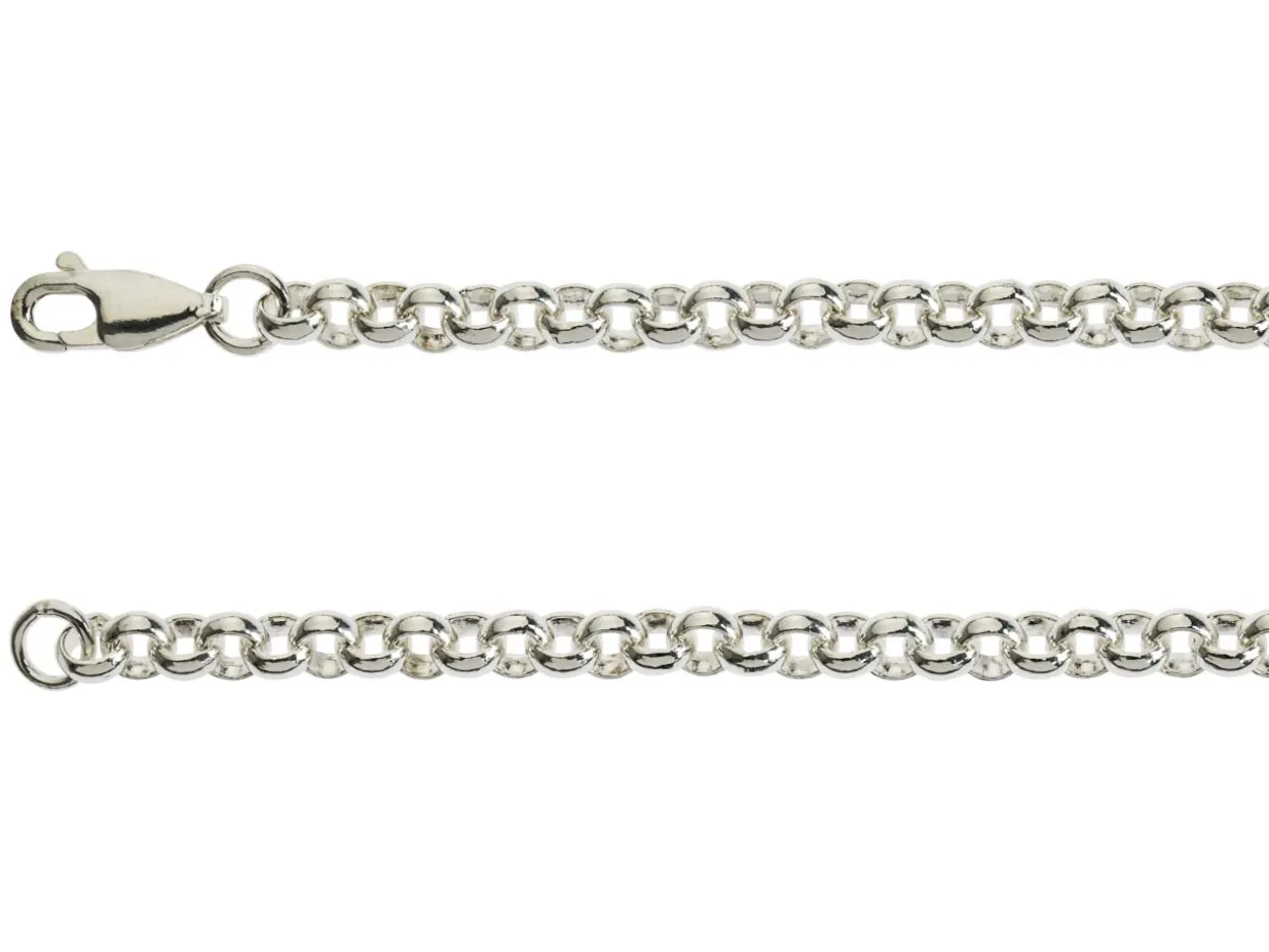 Sterling Silver 4.4mm Round Belcher Chain 16"/40cm Hallmarked