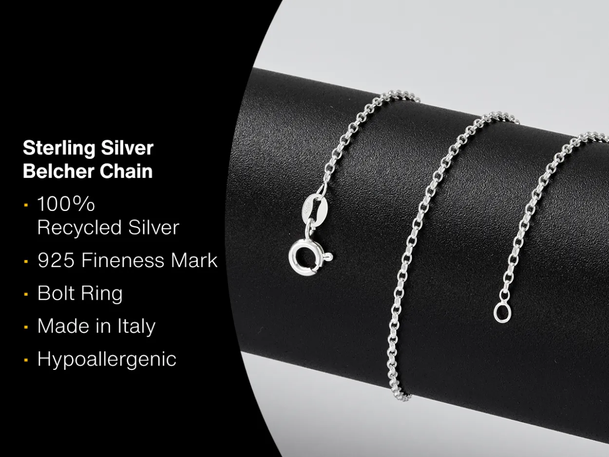 Sterling Silver 1.4mm Round Belcher Chain 24"/60cm Unhallmarked 100% Recycled Silver