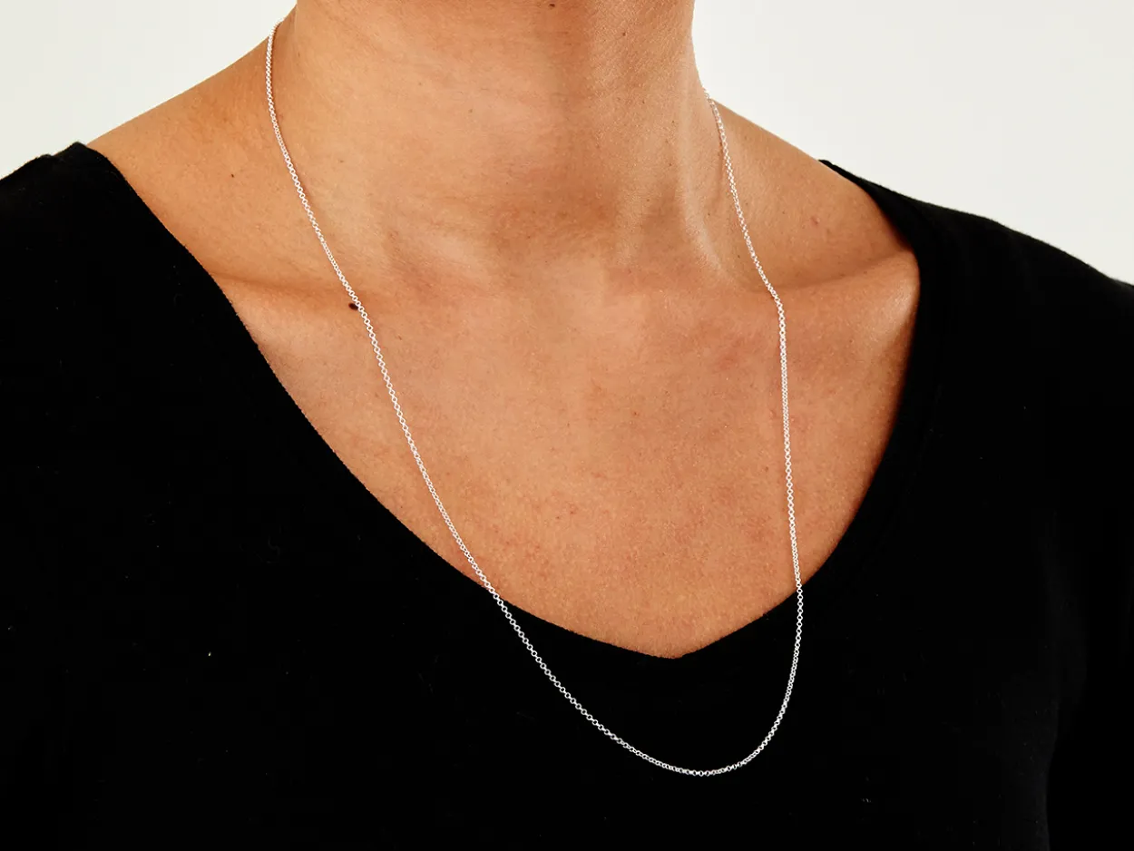 Sterling Silver 1.4mm Round Belcher Chain 24"/60cm Unhallmarked 100% Recycled Silver