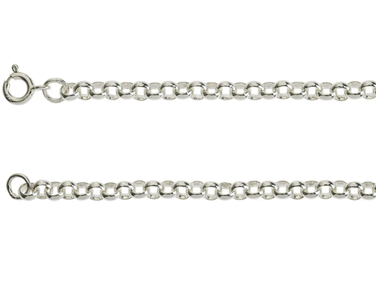 Sterling Silver 4.0mm Round Belcher Chain 16"/40cm Hallmarked