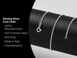 Sterling Silver 1.5mm Round Curb Chain 18"/45cm Unhallmarked 100% Recycled Silver