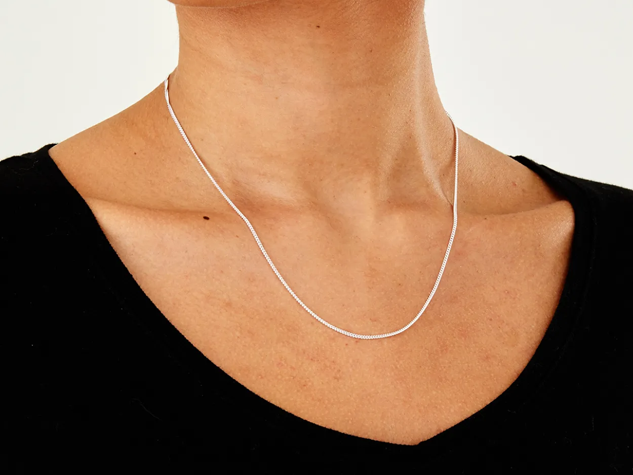 Sterling Silver 1.5mm Round Curb Chain 18"/45cm Unhallmarked 100% Recycled Silver