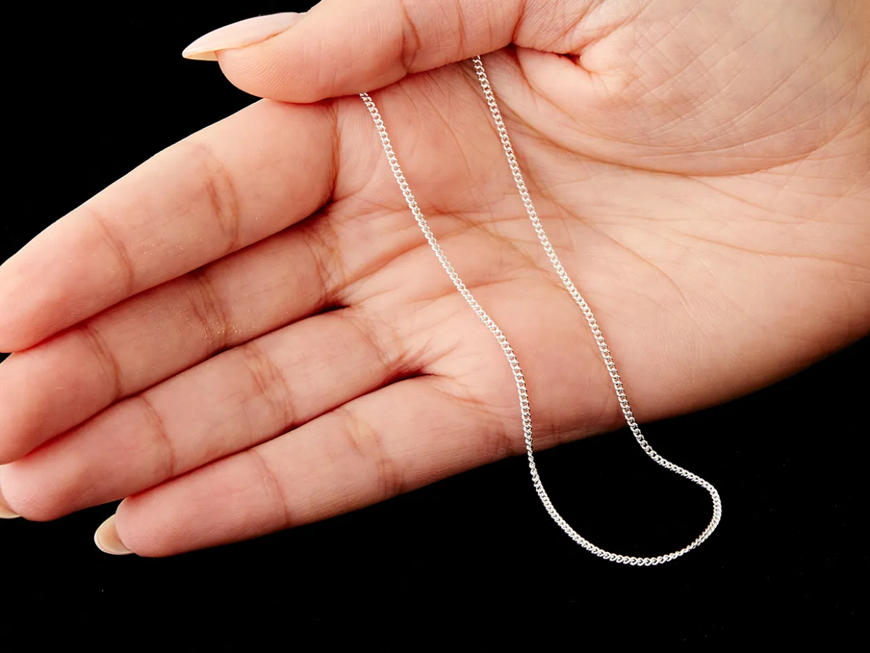 Sterling Silver 1.5mm Round Curb Chain 18"/45cm Unhallmarked 100% Recycled Silver