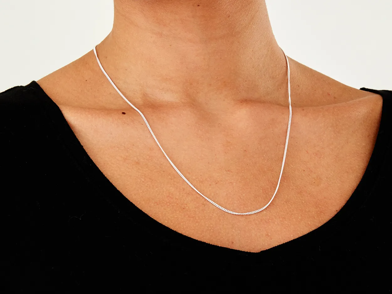 Sterling Silver 1.5mm Round Curb Chain 20"/50cm Unhallmarked 100% Recycled Silver