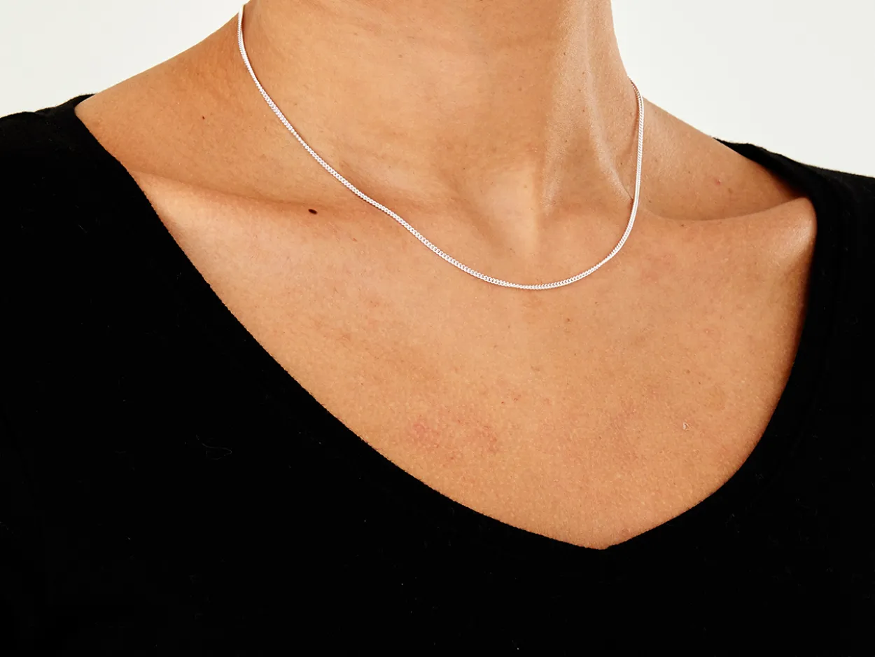 Sterling Silver 1.5mm Round Curb Chain 16"/40cm Unhallmarked 100% Recycled Silver