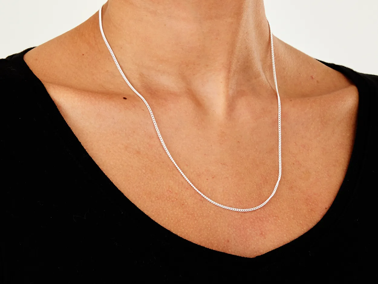 Sterling Silver 1.7mm Round Curb Chain 20"/50cm Unhallmarked 100% Recycled Silver