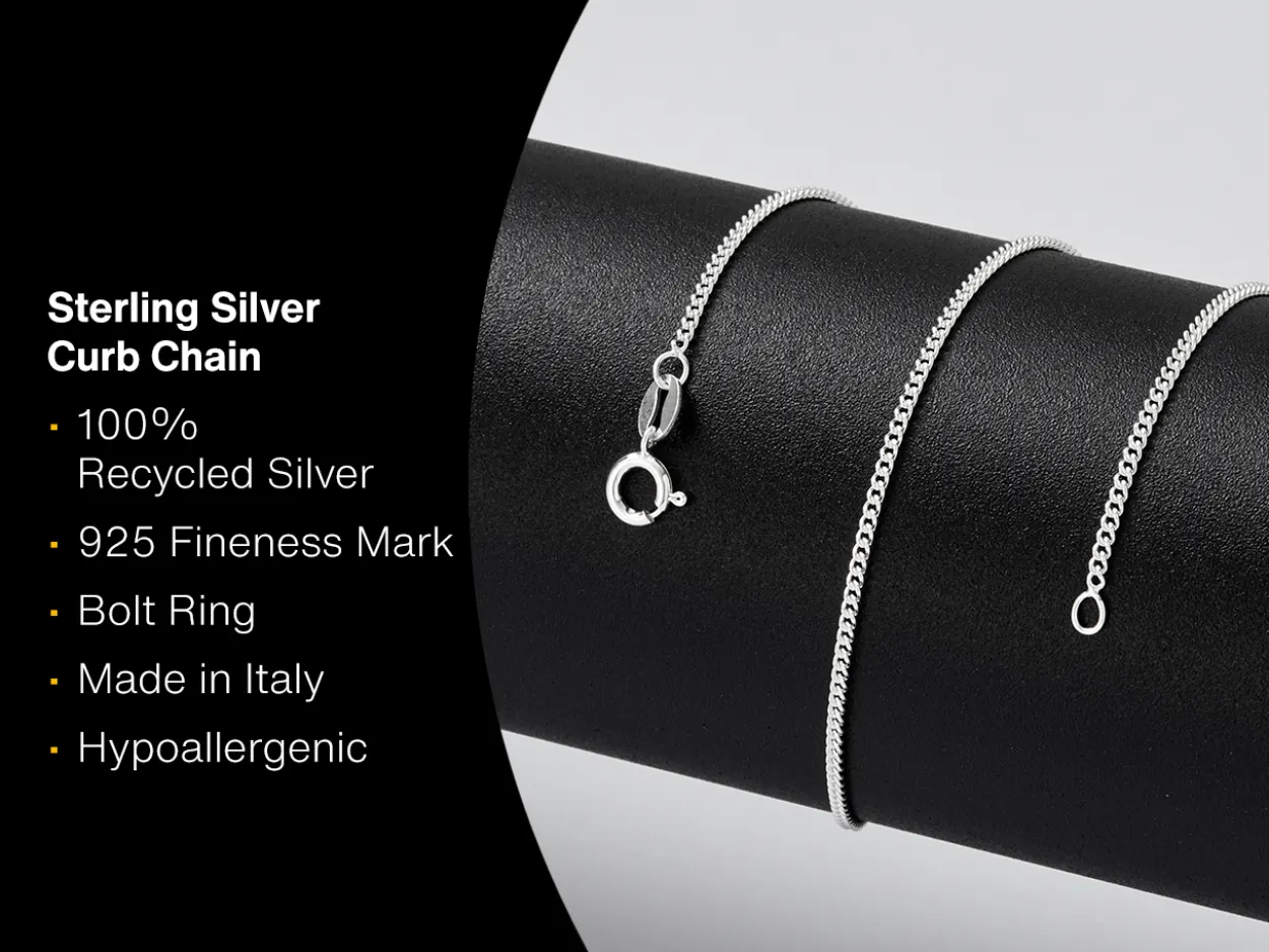 Sterling Silver 1.5mm Round Curb Chain 24"/60cm Unhallmarked 100% Recycled Silver