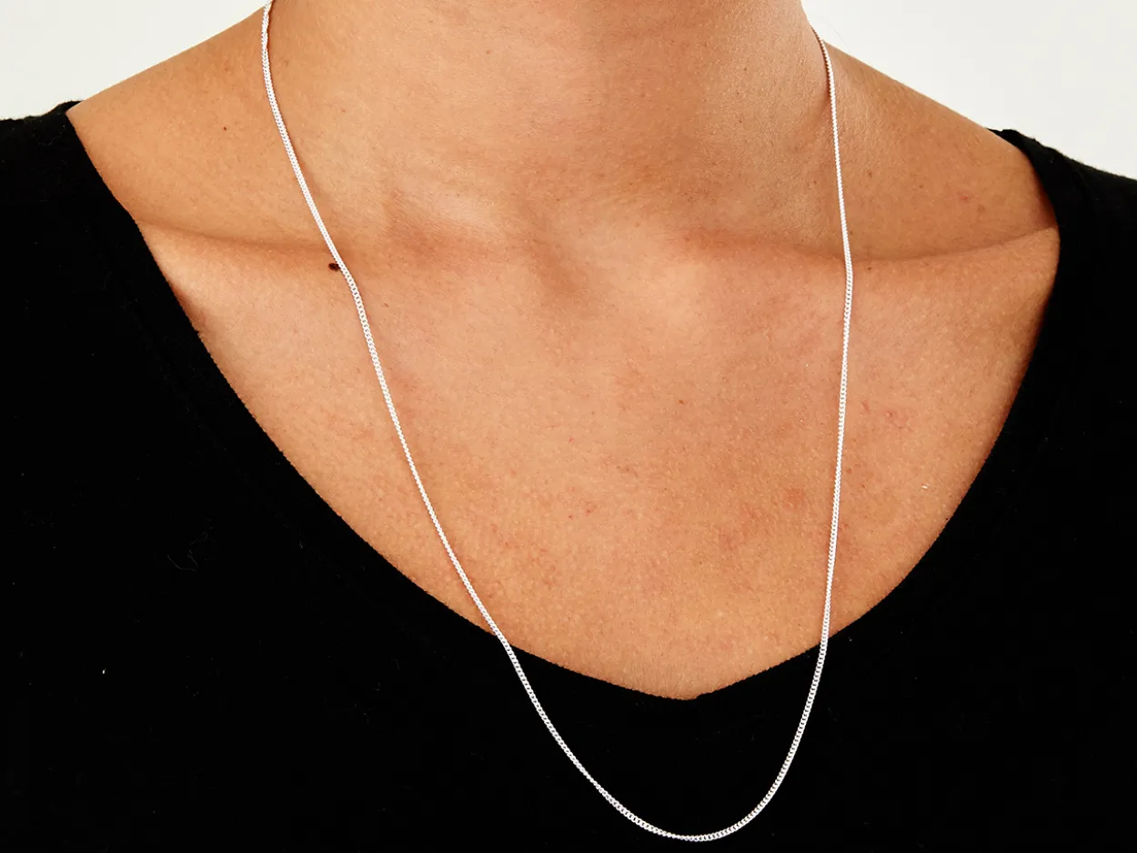 Sterling Silver 1.5mm Round Curb Chain 24"/60cm Unhallmarked 100% Recycled Silver