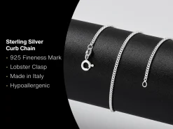 Sterling Silver 2.1mm Round Curb Chain 18"/45cm Unhallmarked