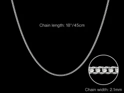 Sterling Silver 2.1mm Round Curb Chain 18