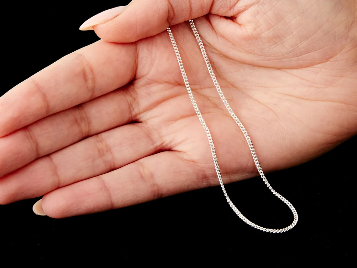 Sterling Silver 1.7mm Round Curb Chain 22"/55cm Unhallmarked 100% Recycled Silver