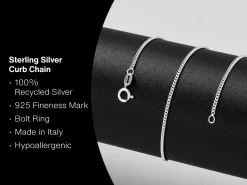 Sterling Silver 1.5mm Round Curb Chain 30"/76cm Unhallmarked 100% Recycled Silver