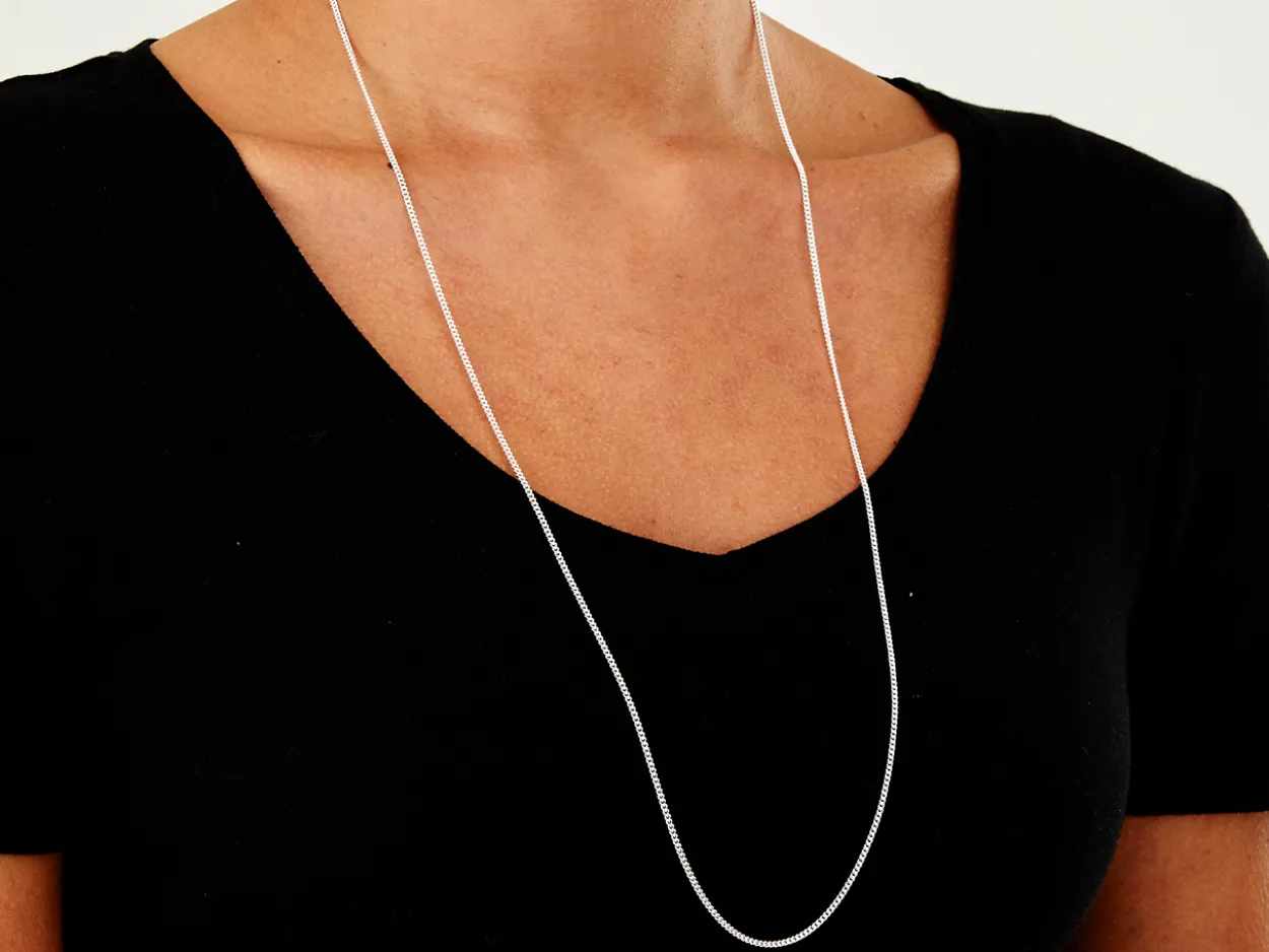 Sterling Silver 1.7mm Round Curb Chain 30"/76cm Unhallmarked 100% Recycled Silver