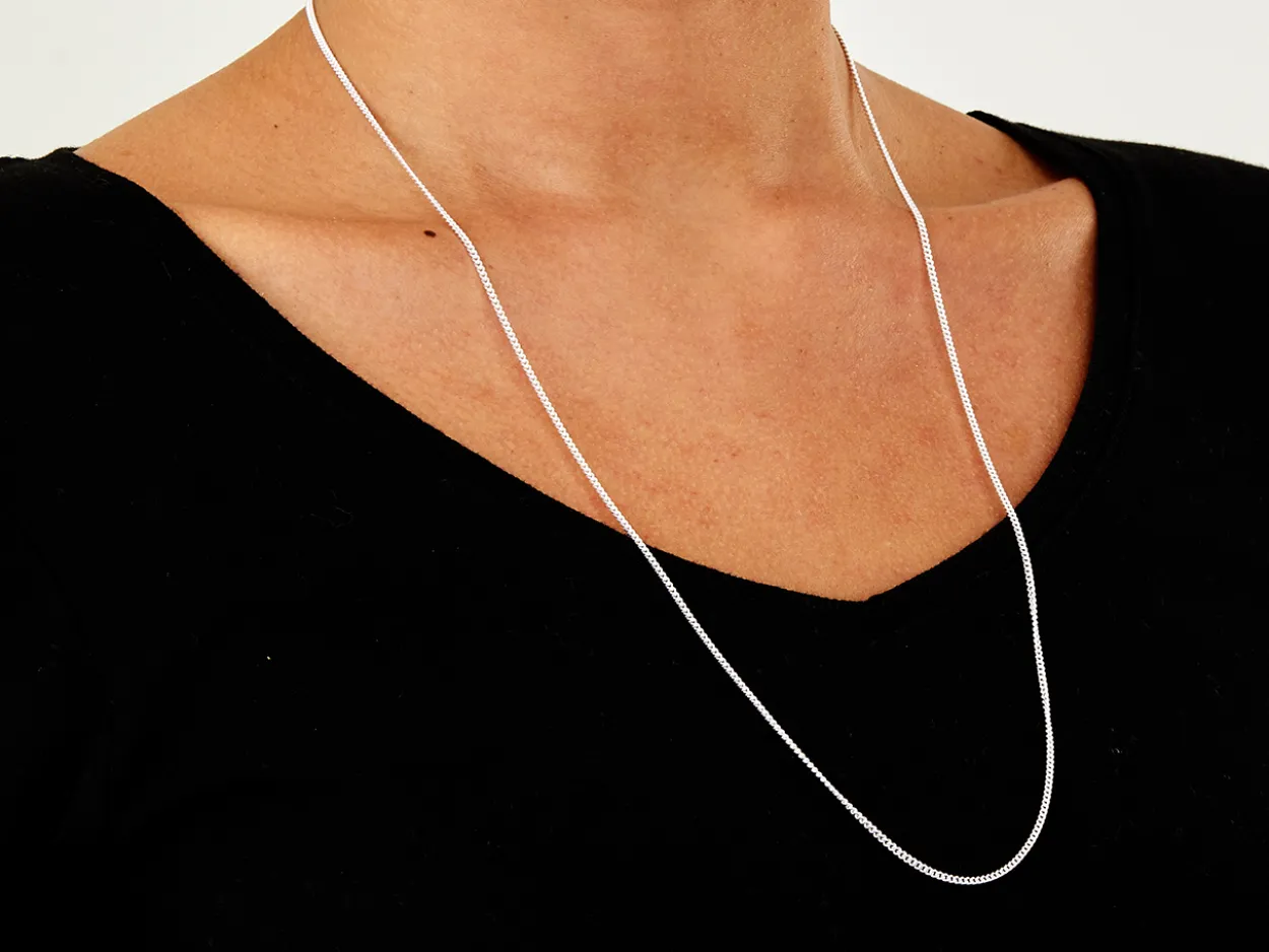 Sterling Silver 1.7mm Round Curb Chain 26"/66cm Unhallmarked 100% Recycled Silver