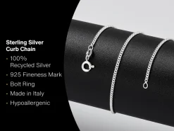 Sterling Silver 1.7mm Round Curb Chain 28"/71cm Unhallmarked 100% Recycled Silver