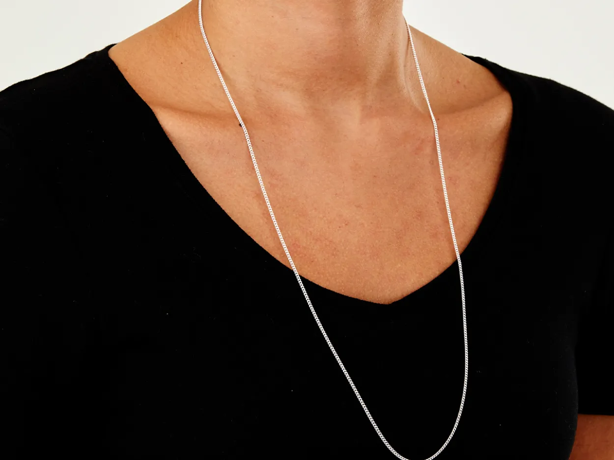 Sterling Silver 1.7mm Round Curb Chain 28"/71cm Unhallmarked 100% Recycled Silver