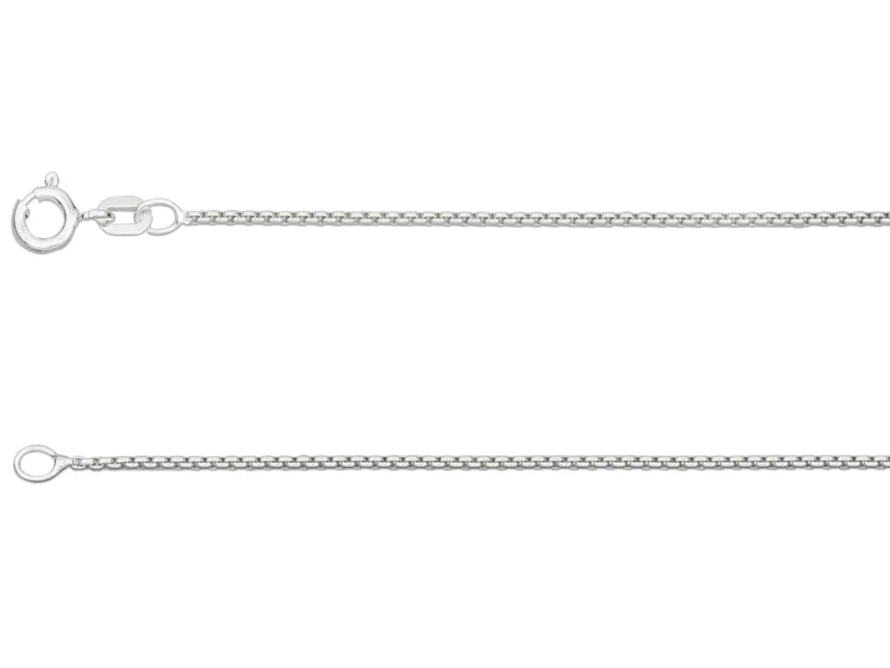 Sterling Silver 1.3mm Rounded Box Chain 20"/50cm Unhallmarked