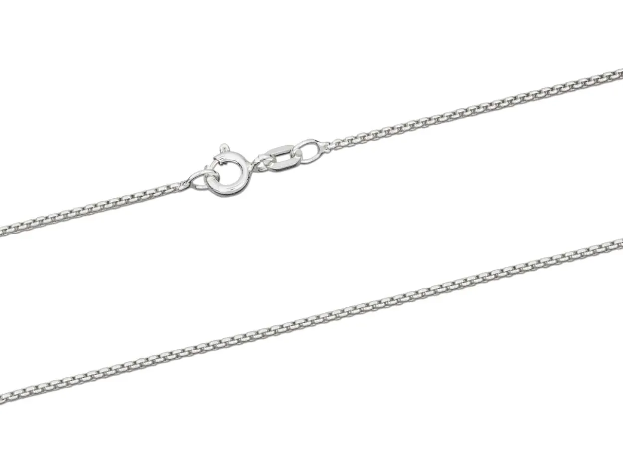 Sterling Silver 1.3mm Rounded Box Chain 20"/50cm Unhallmarked