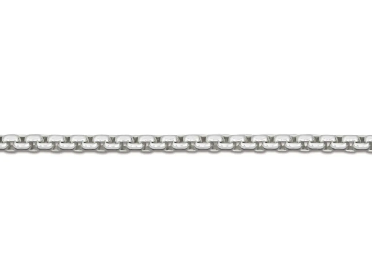Sterling Silver 1.3mm Rounded Box Chain 20"/50cm Unhallmarked