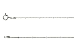 Sterling Silver 1.9mm Round Snake Chain Withwith Bead Station Bracelet 7.5"/19cm Unhallmarked