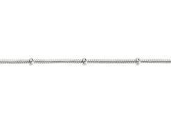 Sterling Silver 1.9mm Round Snake Chain Withwith Bead Station Bracelet 7.5