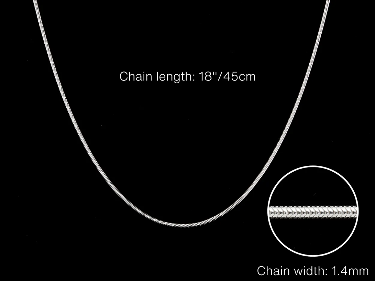 Sterling Silver 1.4mm Round Snake Chain 18"/45cm Unhallmarked 100% Recycled Silver