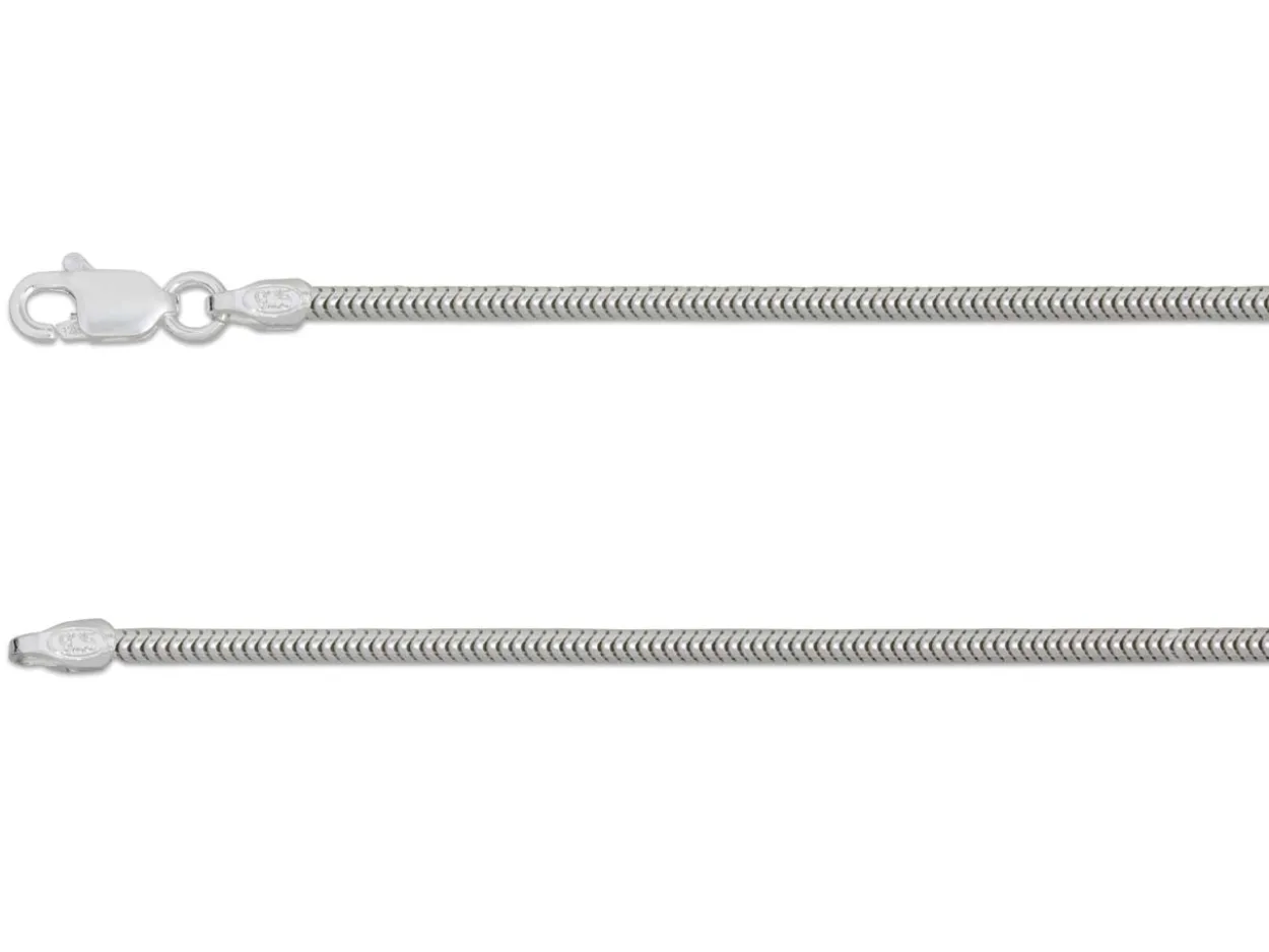Sterling Silver 1.6mm Round Snake Chain 20"/50cm Unhallmarked 100% Recycled Silver