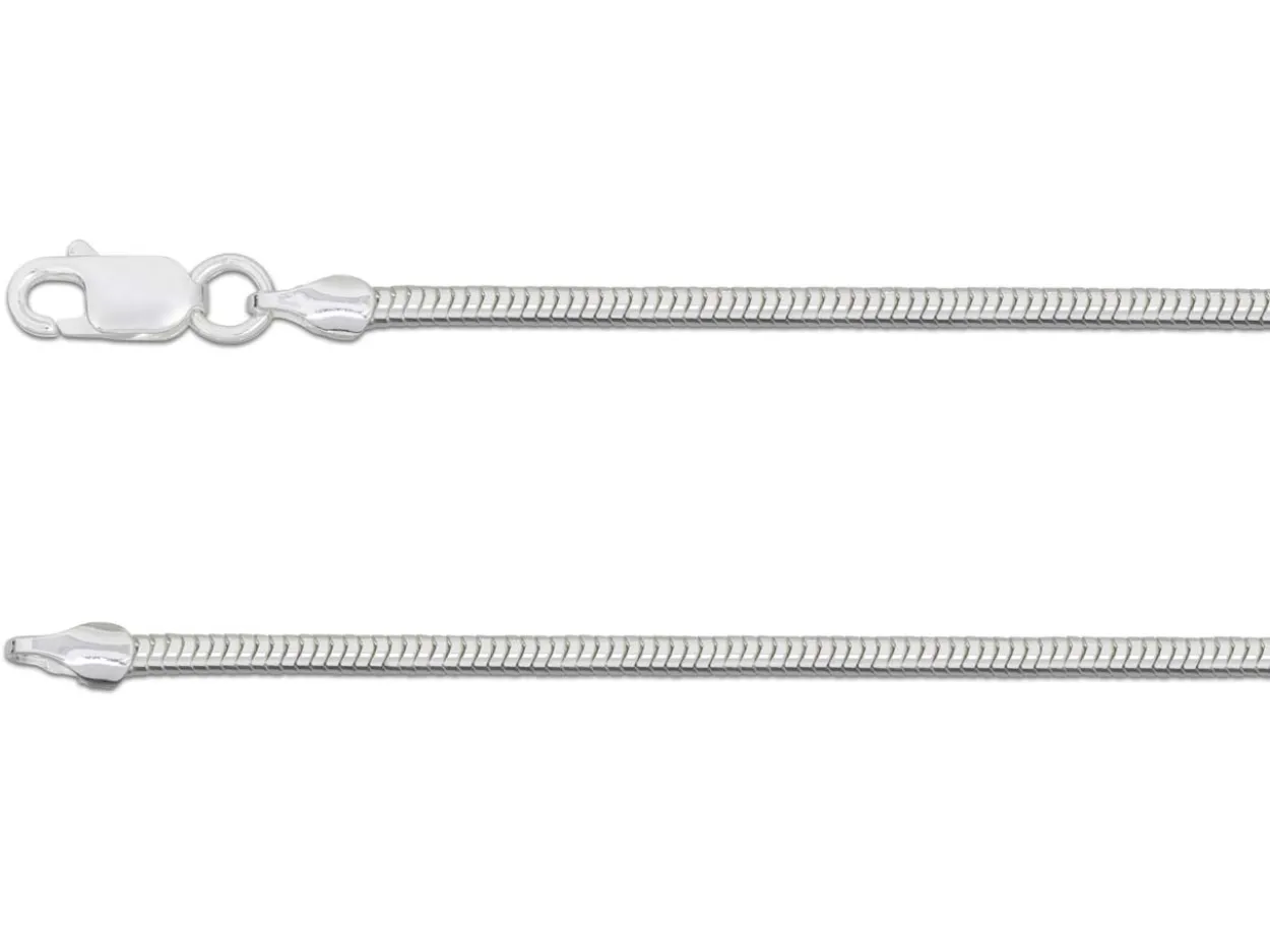 Sterling Silver 1.9mm Round Snake Chain 20"/50cm Hallmarked, 100% Recycled Silver