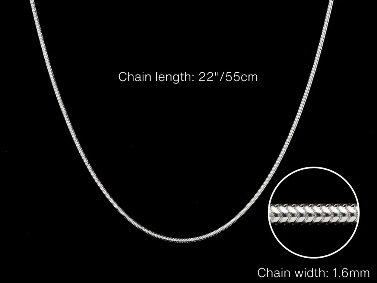 Sterling Silver 1.6mm Round Snake Chain 22"/55cm Unhallmarked 100% Recycled Silver