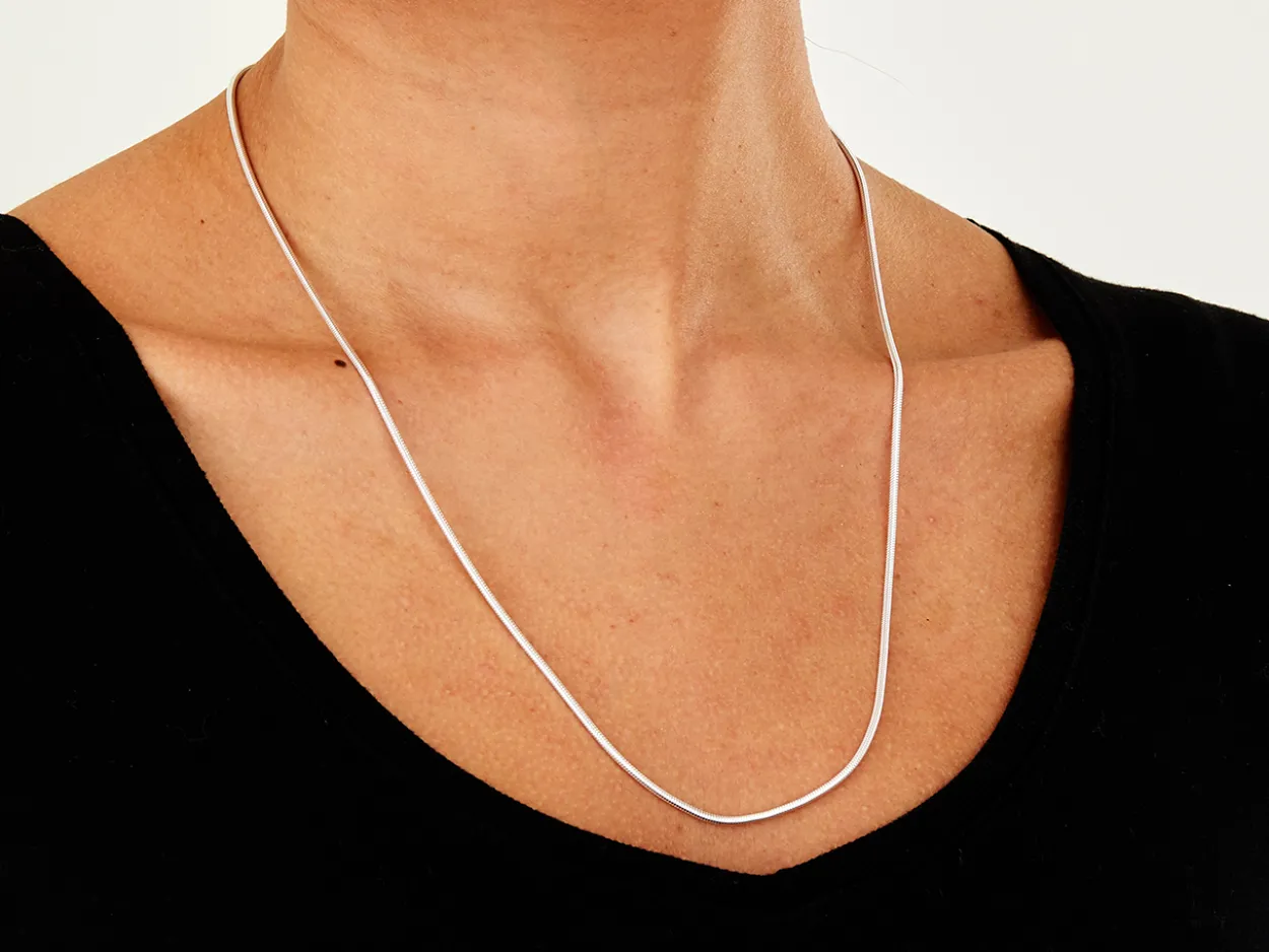Sterling Silver 1.6mm Round Snake Chain 22"/55cm Unhallmarked 100% Recycled Silver