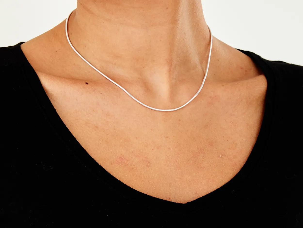 Sterling Silver 1.4mm Round Snake Chain 16"/40cm Unhallmarked 100% Recycled Silver