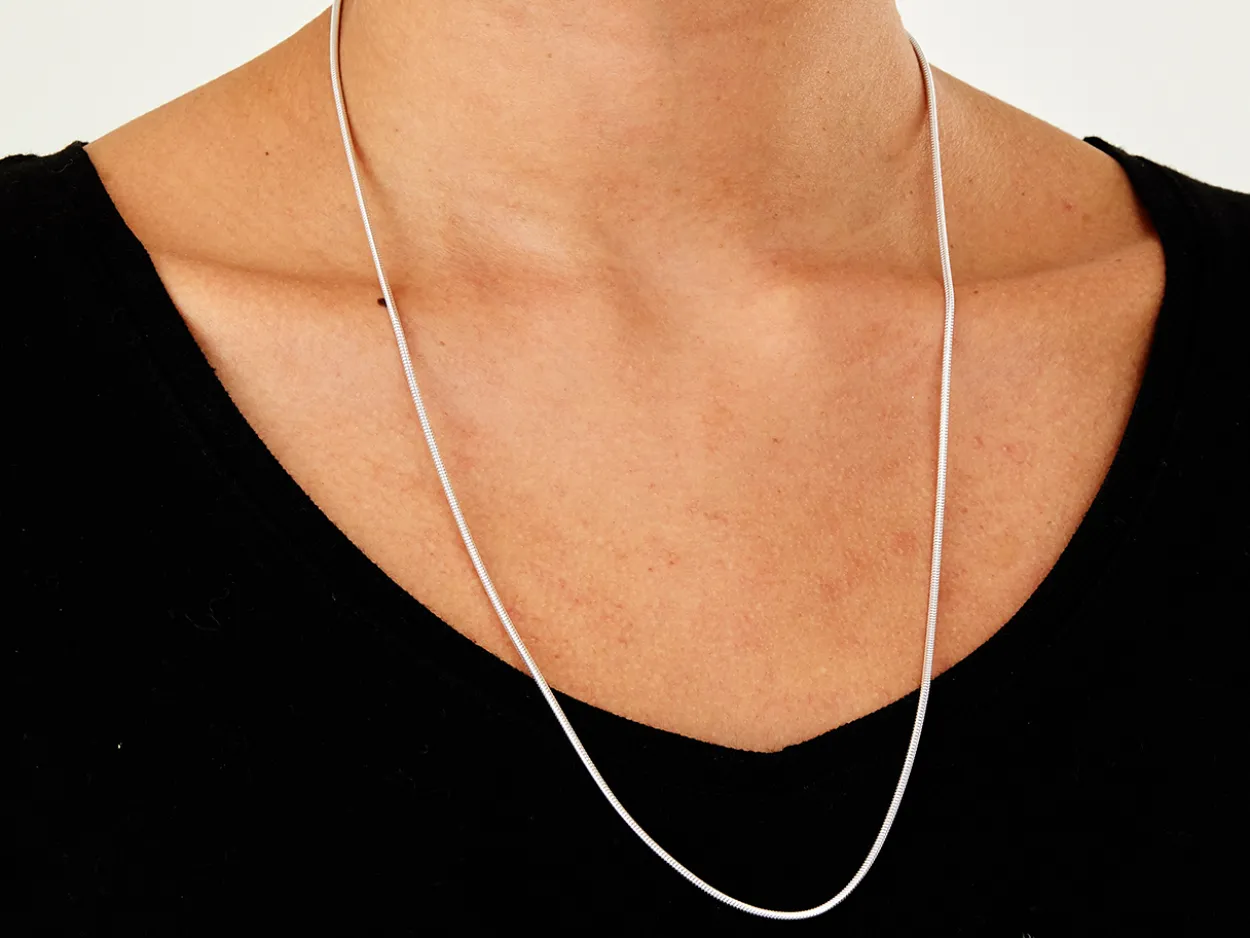 Sterling Silver 1.6mm Round Snake Chain 24"/60cm Unhallmarked 100% Recycled Silver