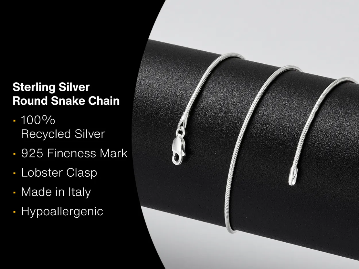 Sterling Silver 1.2mm Round Snake Chain 24"/60cm Unhallmarked 100% Recycled Silver