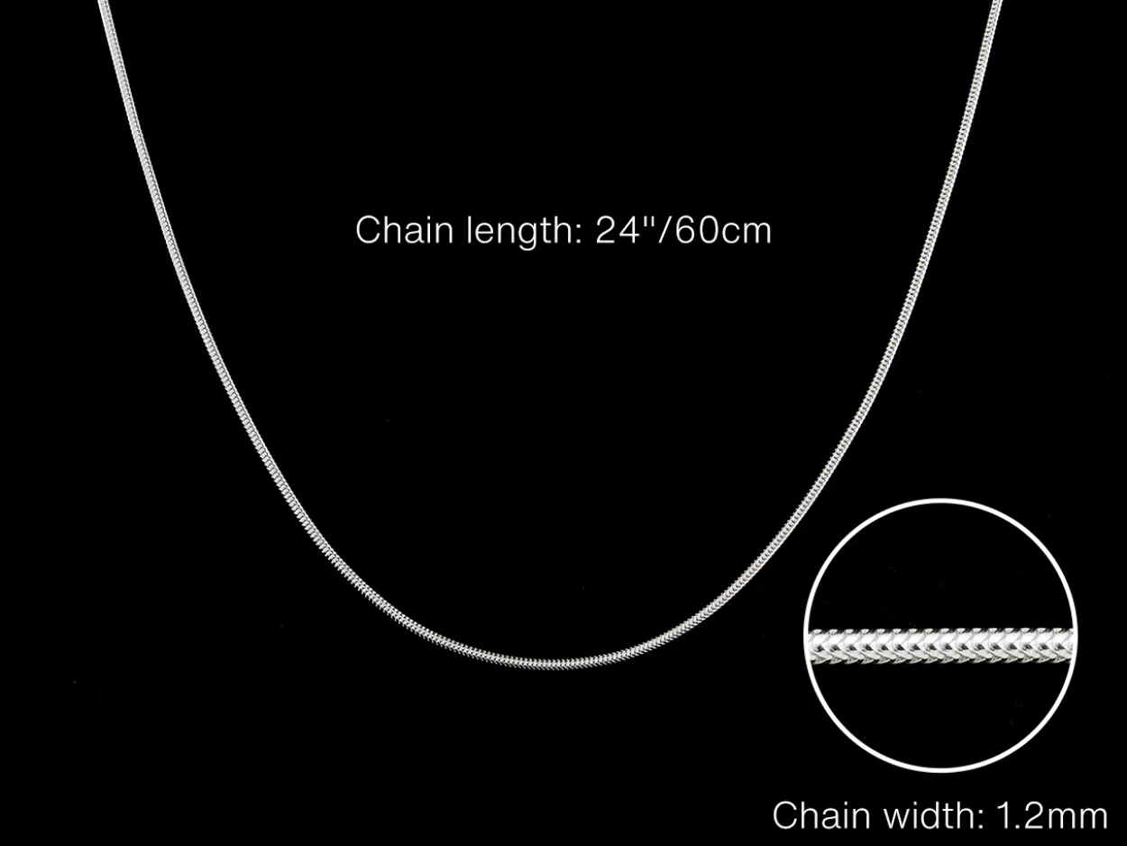 Sterling Silver 1.2mm Round Snake Chain 24"/60cm Unhallmarked 100% Recycled Silver