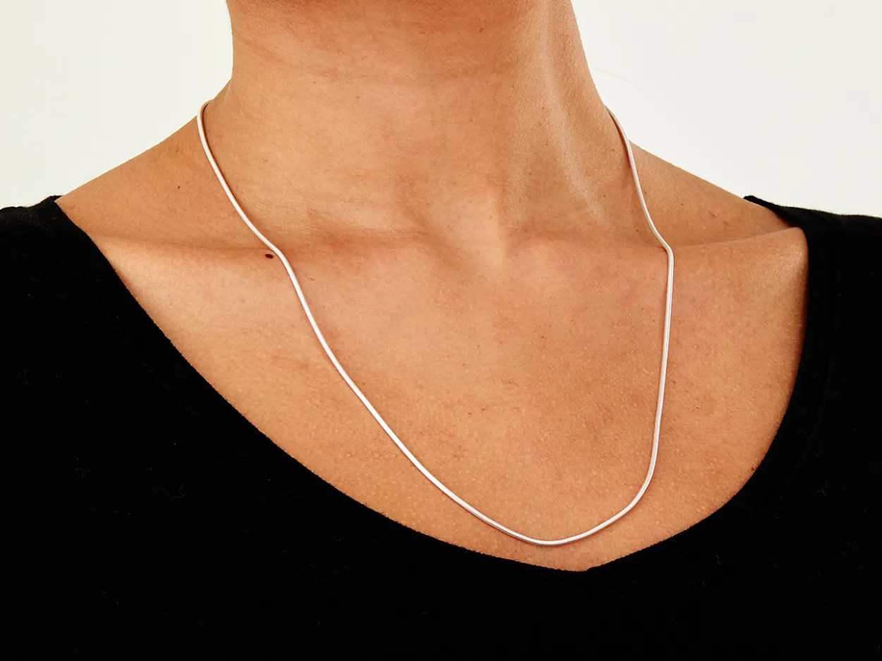 Sterling Silver 1.4mm Round Snake Chain 22"/55cm Unhallmarked 100% Recycled Silver